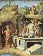 Ercole Roberti The Adoration of the Shepherds,the dead Christ Supported by two angels in the sepulcher oil painting